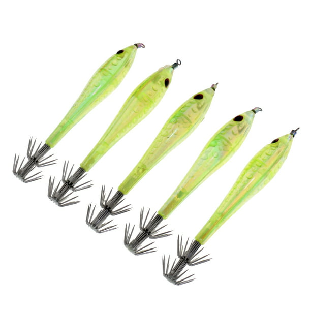 5pc Noctilucent Squid Lure Hook Cuttlefish Saltwater Fishing Lure Hard Baits